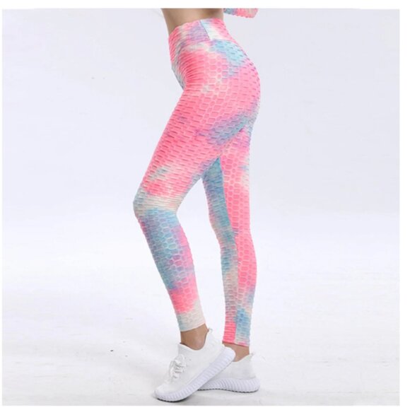 Women's Tie-Dye High Waist Bubble Leg Fitness Capris, Seamless Feel, Size S/M - Picture 1 of 2